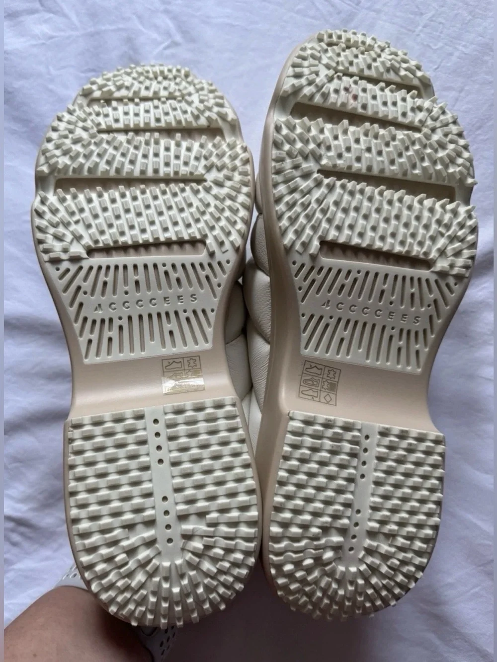 NEW 4CCCCEES Women's Cream Leather Platform Ivory Clogs Size 41 (US10)